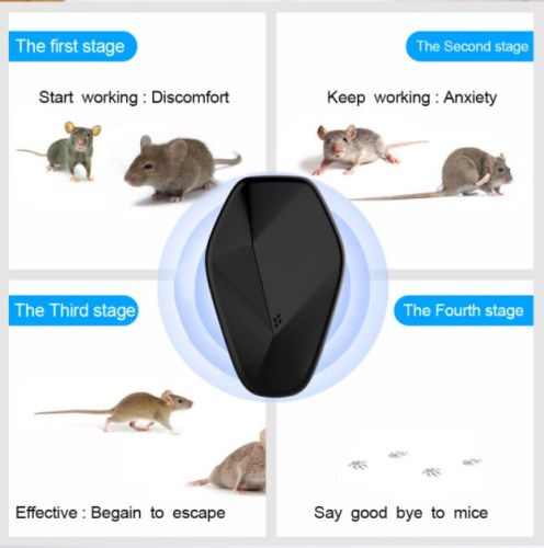 Elektronisk skræmmer i sort fjerner effektivt mus fra din ejendom over få uger